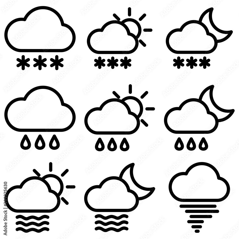 Set of Weather icon with trendy flat style icon for web, logo, app, UI design. isolated on white background. vector illustration eps 10 Set of Weather icon with trendy flat style icon for web, logo, app, UI design. isolated on white background. vector illustration eps 10