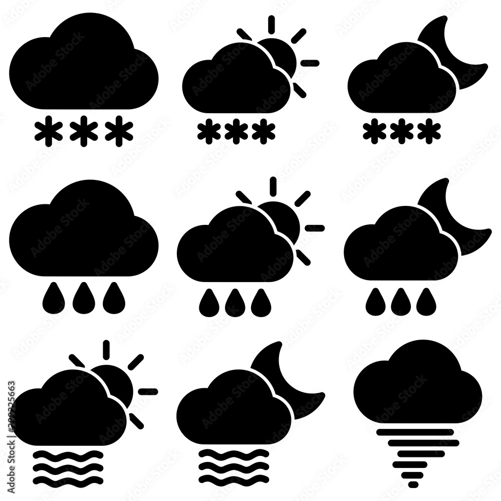 Set of Weather icon with trendy flat style icon for web, logo, app, UI design. isolated on white background. vector illustration eps 10 Set of Weather icon with trendy flat style icon for web, logo, app, UI design. isolated on white background. vector illustration eps 10