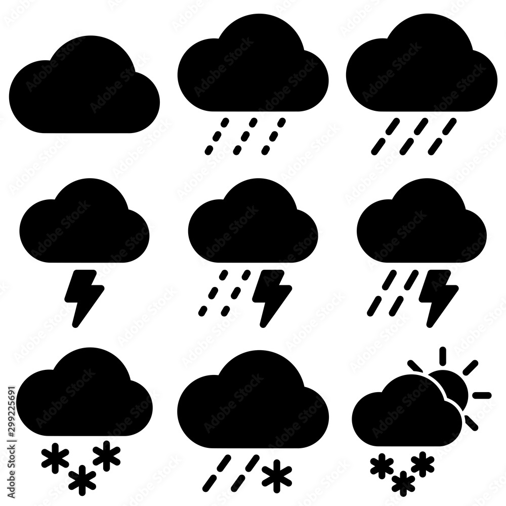 Set of Weather icon with trendy flat style icon for web, logo, app, UI design. isolated on white background. vector illustration eps 10 Set of Weather icon with trendy flat style icon for web, logo, app, UI design. isolated on white background. vector illustration eps 10