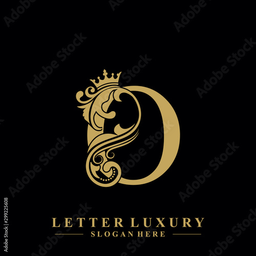 Initial letter O luxury beauty flourishes ornament with crown logo template.