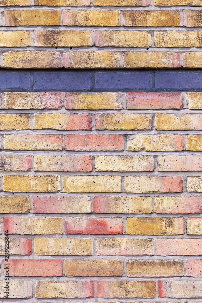 Abstract weathered stained background of brick wall texture, grungy rusty architecture wallpaper