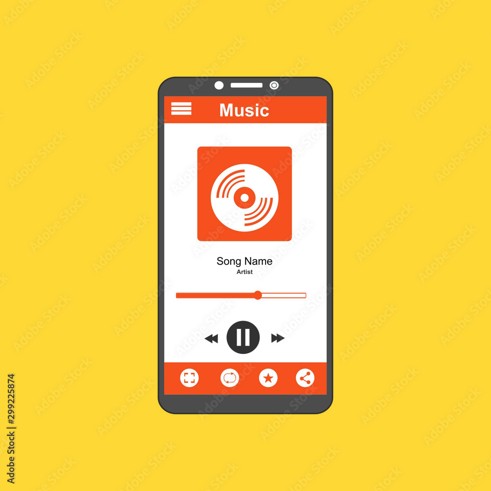 Vector illustration of music player flat design , UI design concept with icons and web elements Vector illustration of music player flat design , UI design concept with icons and web elements