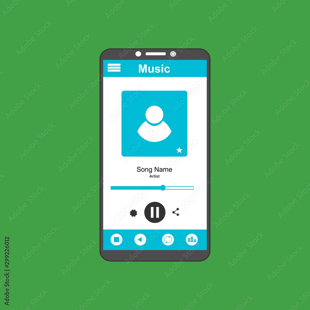 Vector illustration of music player flat design , UI design concept with icons and web elements Vector illustration of music player flat design , UI design concept with icons and web elements