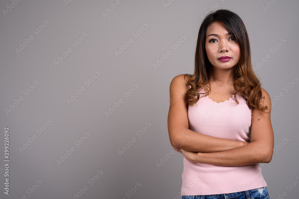 Portrait of Asian woman with wavy hair Portrait of Asian woman with wavy hair