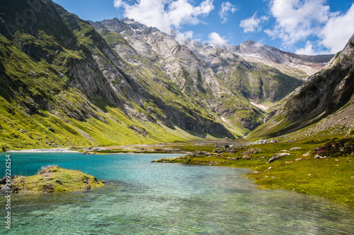 Blue lake in the french Pyrenees mountains photo