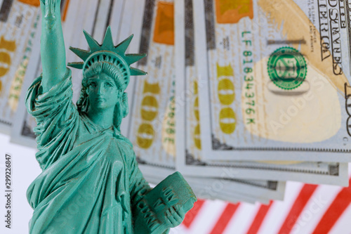 Statue of Liberty on the background money american hundred dollar bills © ungvar