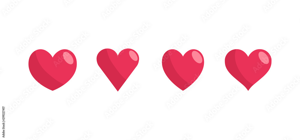 Heart vector icons. Love symbol, collection.