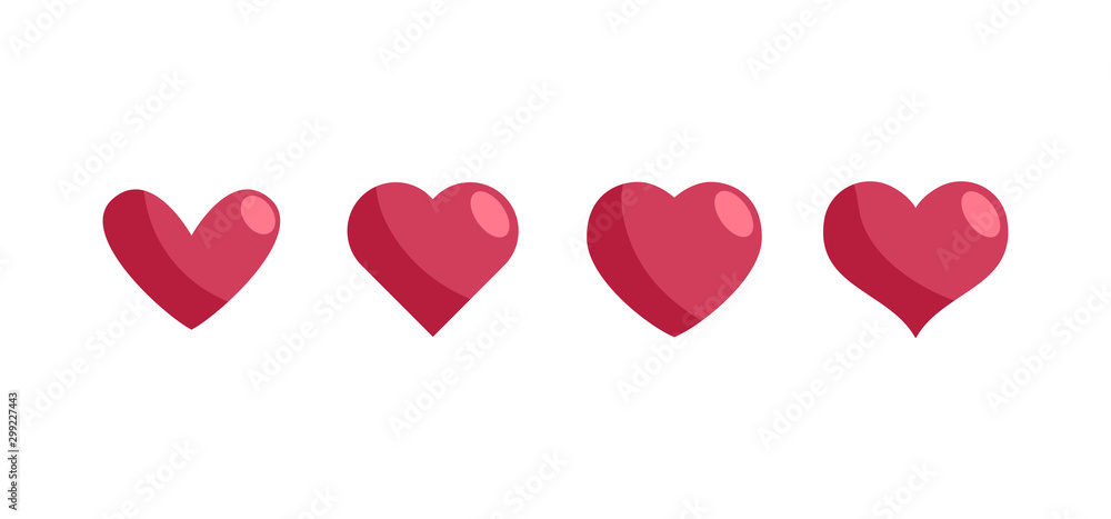 Heart vector icons. Love symbol, collection.