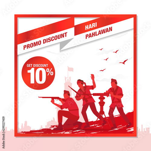 Selamat hari pahlawan nasional. Translation: Happy Indonesian National Heroes day. vector illustration for greeting card