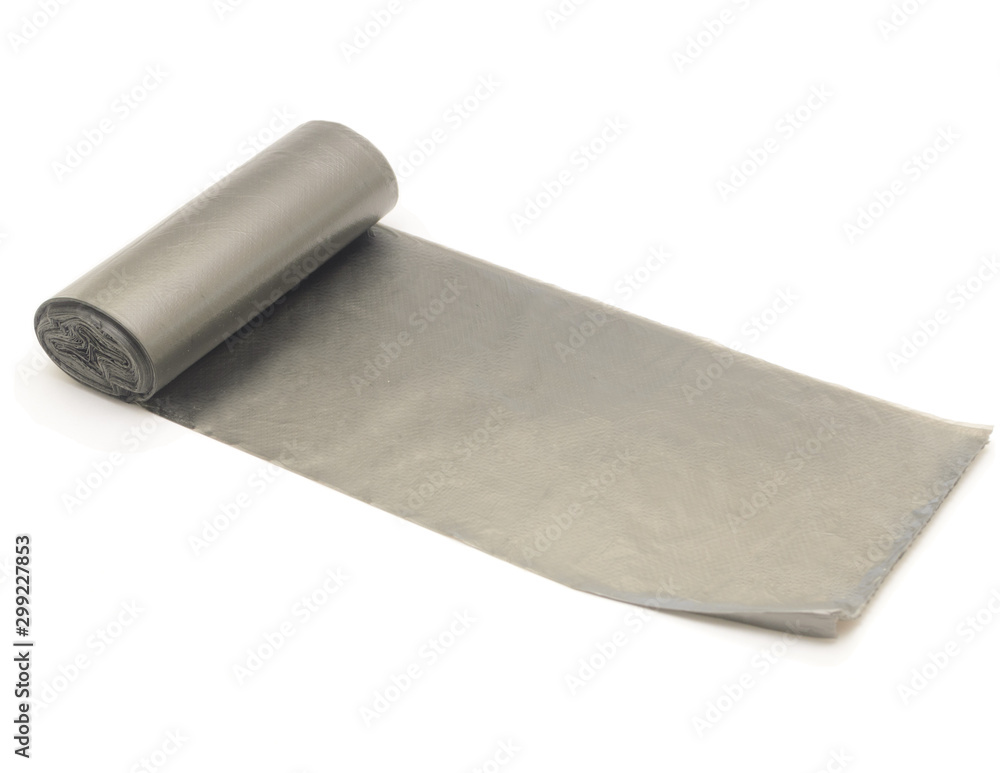 roll of plastic garbage bags isolated on white background. roll of plastic garbage bags isolated on white background.