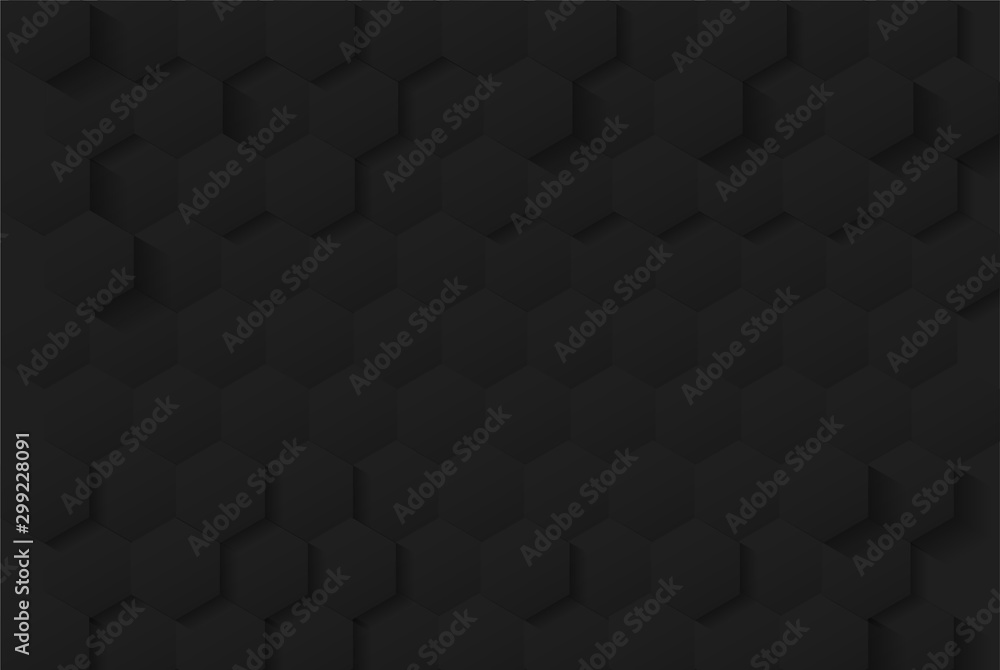 Abstract. Embossed Hexagon, honeycomb black background ,light and shadow. modern background. Vector. Abstract. Embossed Hexagon, honeycomb black background ,light and shadow. modern background. Vector.