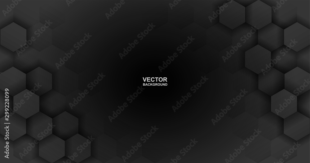 Abstract. Embossed Hexagon, honeycomb black background ,light and shadow. modern background. Vector. Abstract. Embossed Hexagon, honeycomb black background ,light and shadow. modern background. Vector.