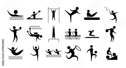 silhouette people sport different activity icons set