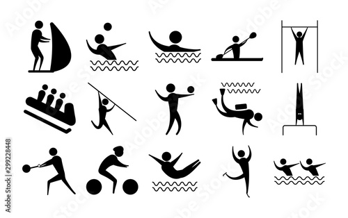 silhouette people sport different activity icons set