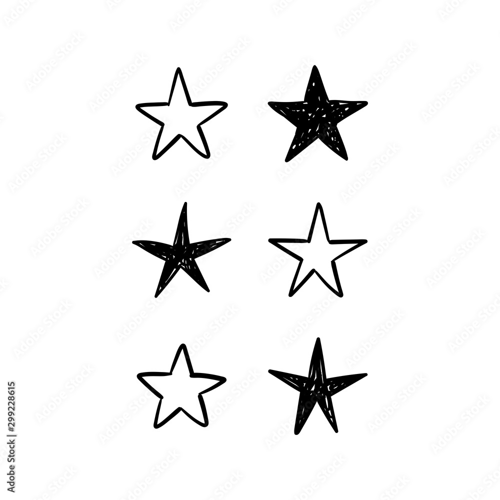 Fototapeta premium Star doodles collection. Hand drawn stars.