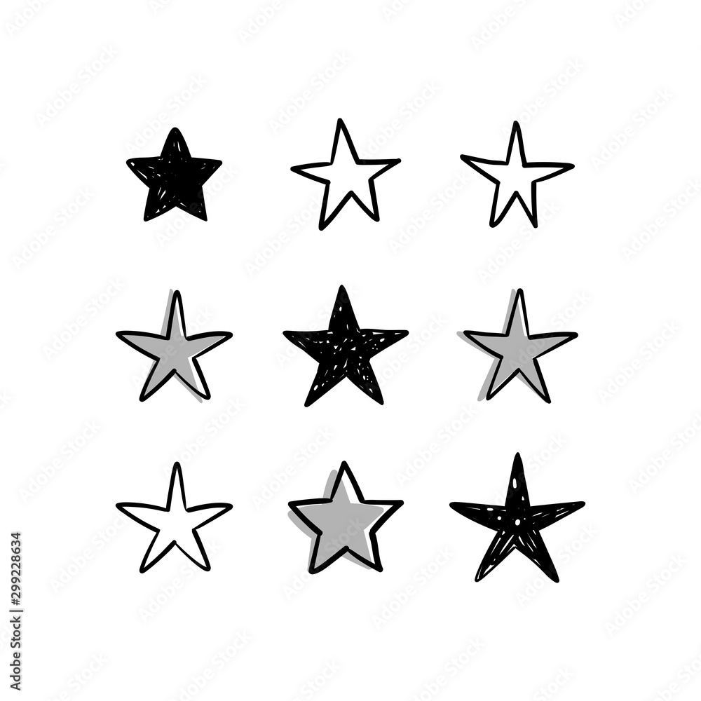 Obraz premium Star doodles collection. Hand drawn stars.