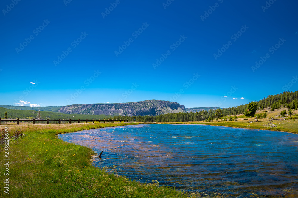 Overview of Yellowstone Landscpe in Yellowstone National Park in Wyoming in the United States of America.