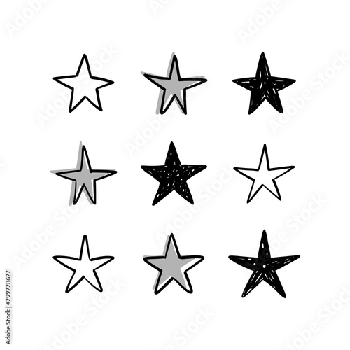 Star doodles collection. Hand drawn stars.
