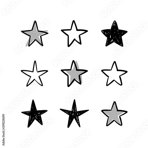 Star doodles collection. Hand drawn stars.