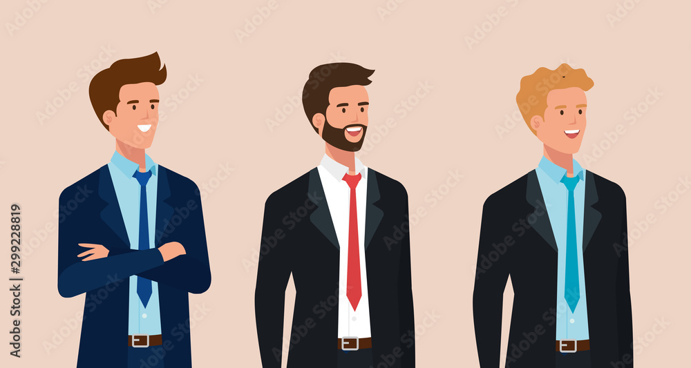group of businessmen avatar character vector illustration design