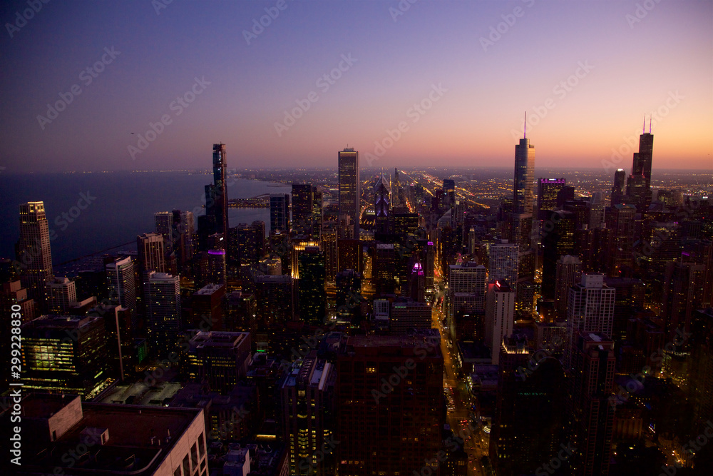 Obraz premium Chicago Downtown am Abend 