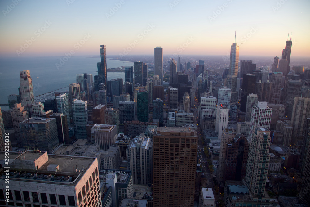Fototapeta premium Centrum Chicago wieczorem