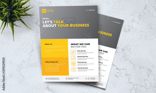 A4 minimalist modern elegant business template flayer with orange, white and grey color cmyk ready to print in vector editable layer