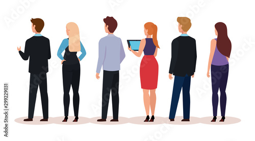 group business people of back avatar character vector illustration design