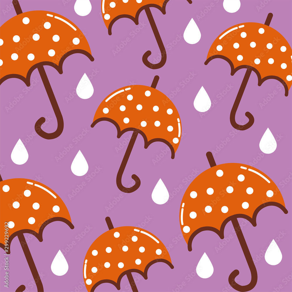 hello autumn season umbrellas pattern
