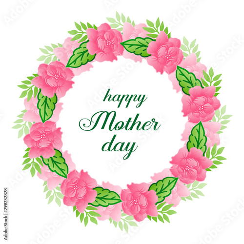 Template of invitation card happy mother day, with crowd motif of pink wreath frame. Vector