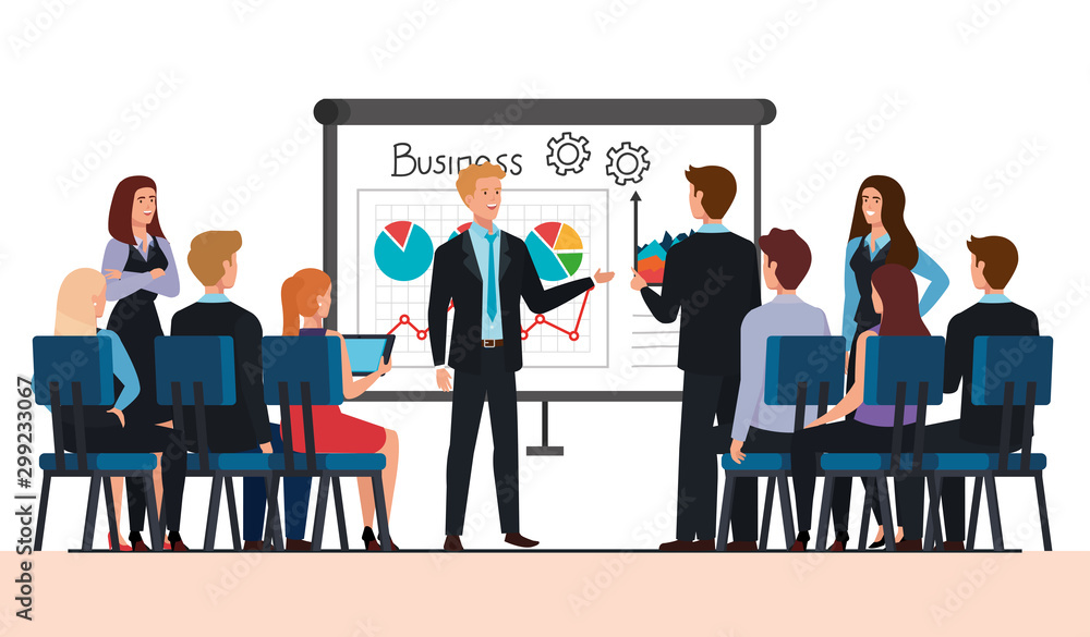meeting of business people with infographic vector illustration design meeting of business people with infographic vector illustration design