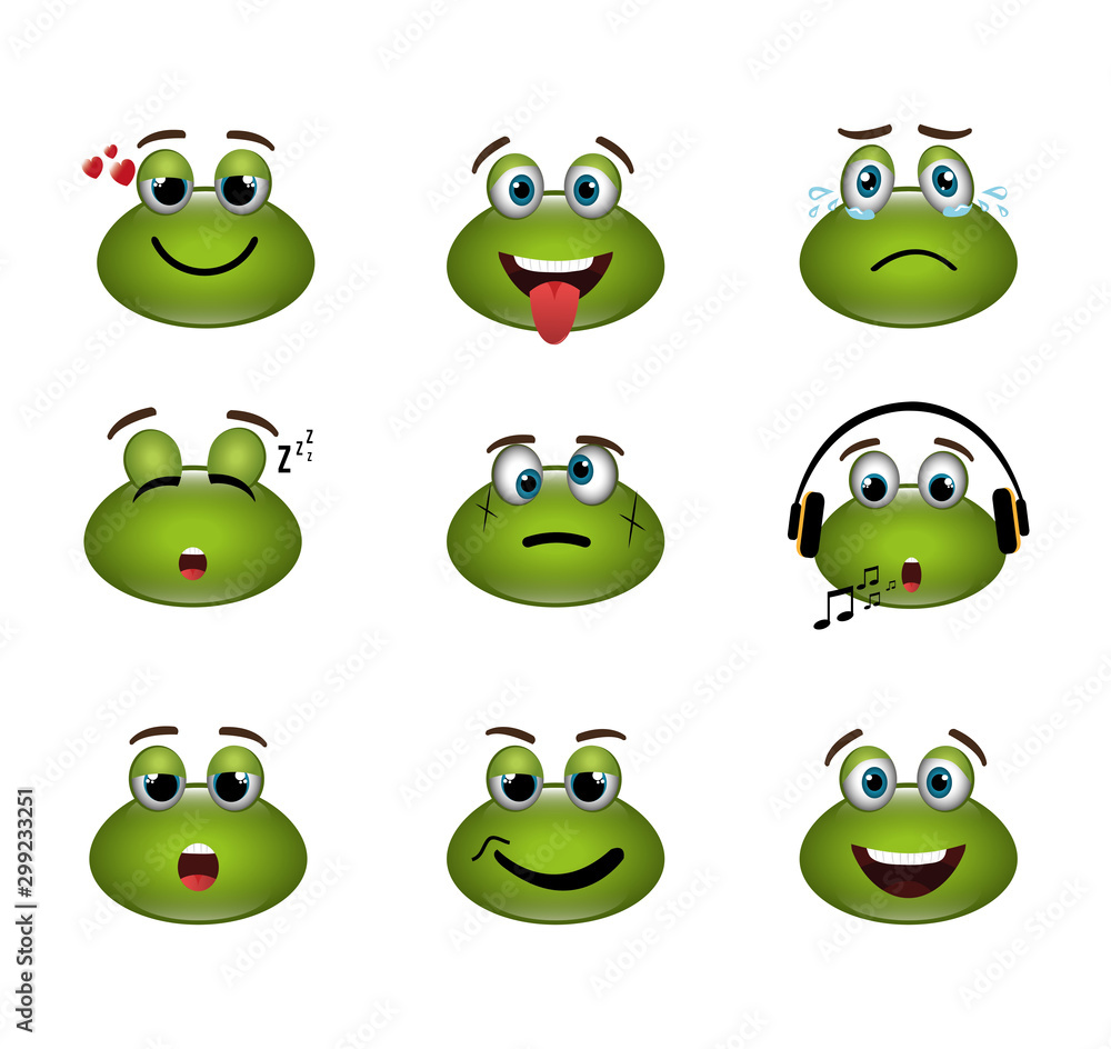 bundle of emoticons frogs expressions vector illustration design bundle of emoticons frogs expressions vector illustration design
