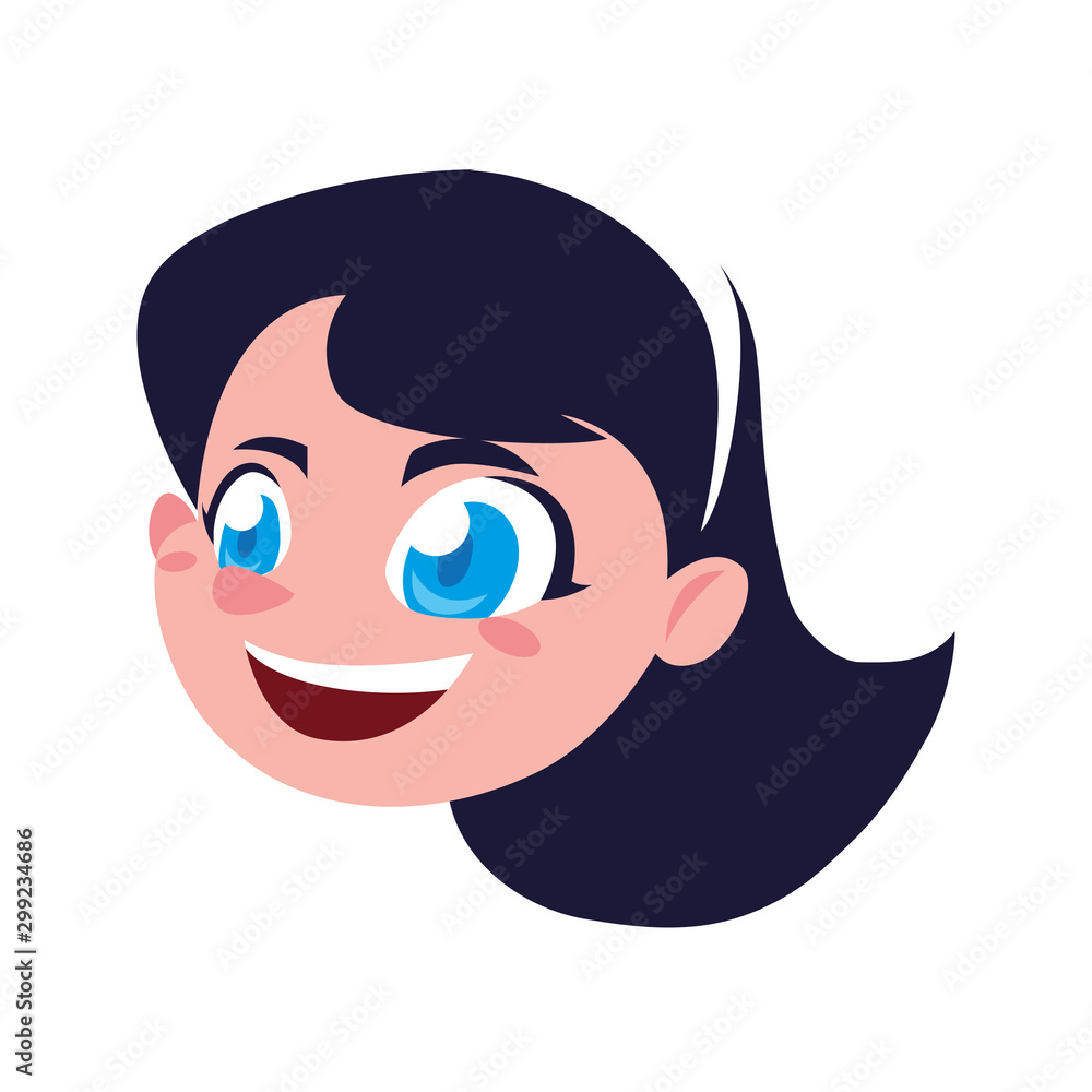 Isolated girl cartoon head vector design Isolated girl cartoon head vector design