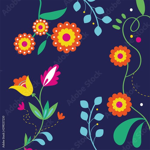 dia de los muertos card with floral decoration