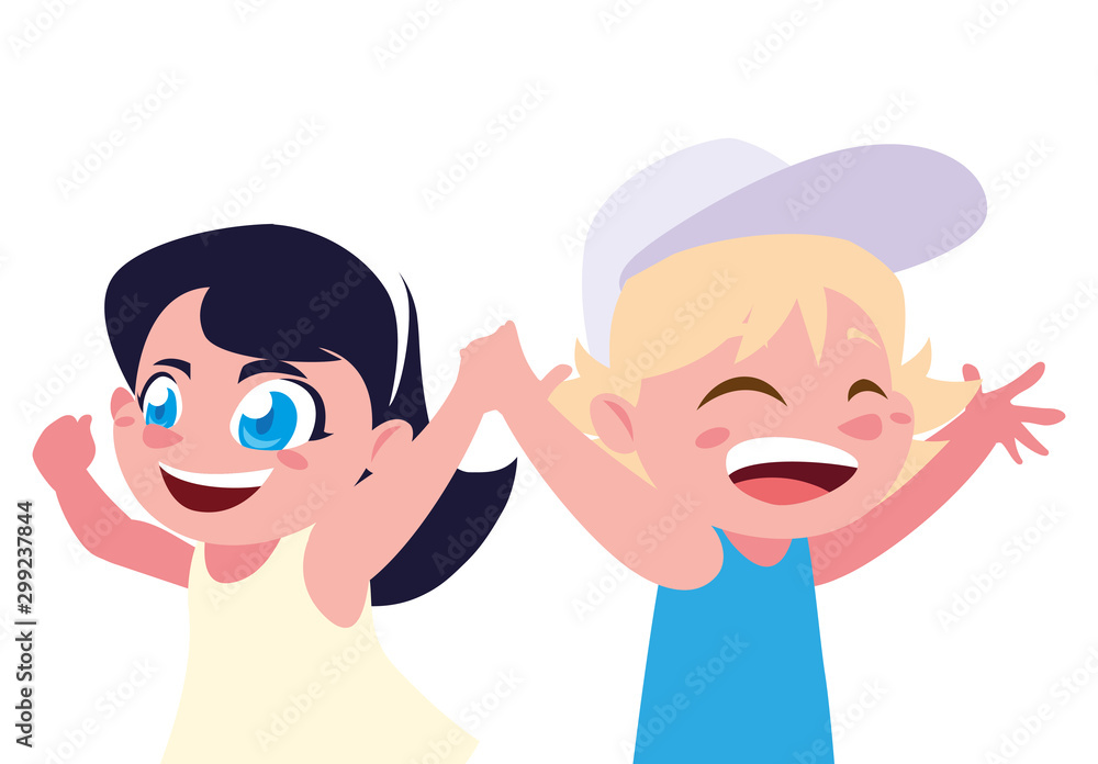 Boy and girl cartoon vector design Boy and girl cartoon vector design