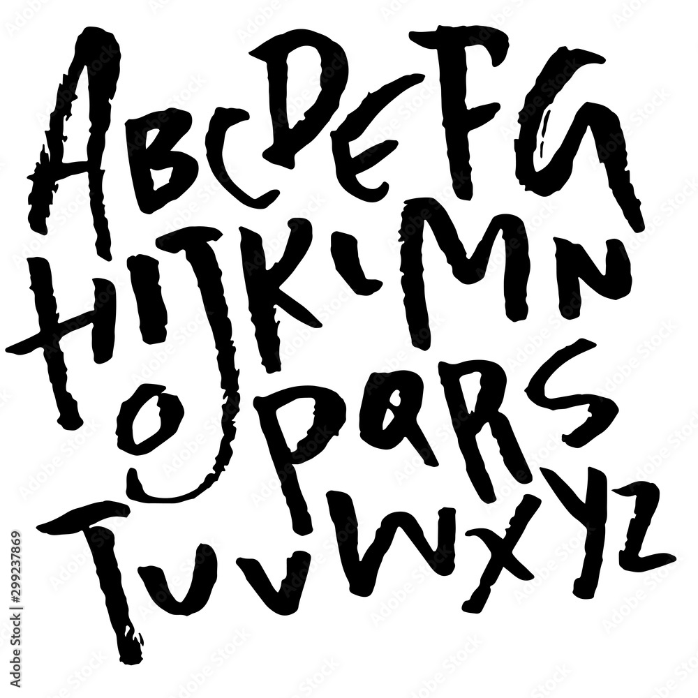 Hand drawn dry brush font. Modern brush lettering. Grunge style alphabet. Vector illustration. Hand drawn dry brush font. Modern brush lettering. Grunge style alphabet. Vector illustration.
