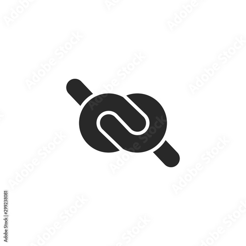 Logo knot in the form of infinity simple black and white emblem tightly knotted knot icon photo
