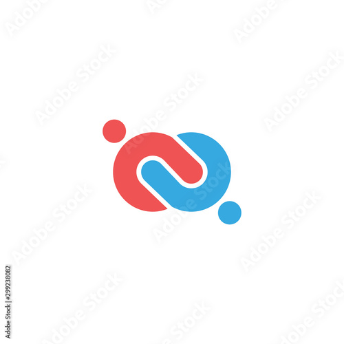 Teamwork logo abstract silhouettes of two friends persons holding hands in the form of a knot