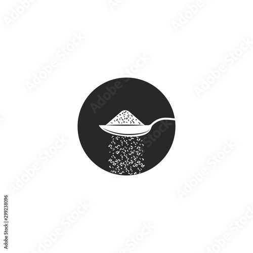 Seasoning spoon round icon, salt or pepper sprinkle in food to taste, add sugar