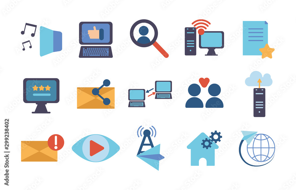 technology data digital multimedia icons set technology data digital multimedia icons set