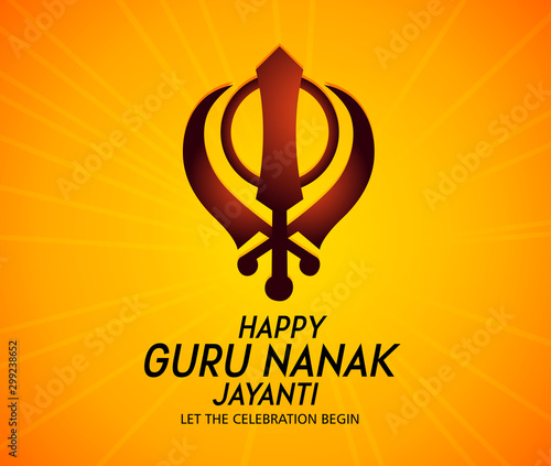 Illustration of Happy Gurpurab, Guru Nanak Jayanti , Prakash Utsav festival of Sikh celebration background