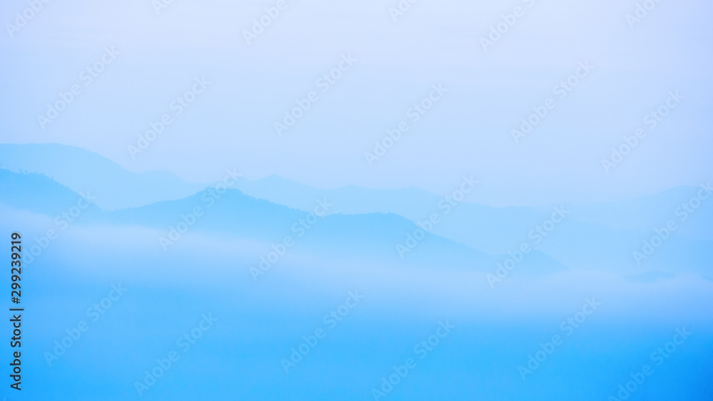 Misty cover the mountain in morning, pastel color