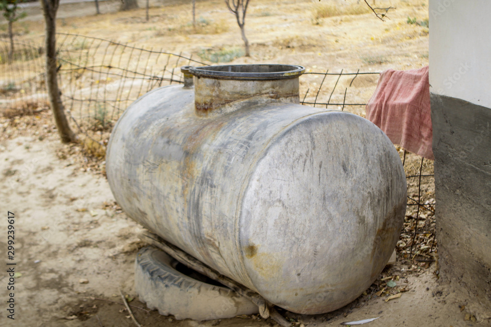 Large metal barrel for storing water Large metal barrel for storing water
