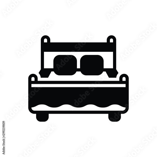 Black solid icon for bed bedstead