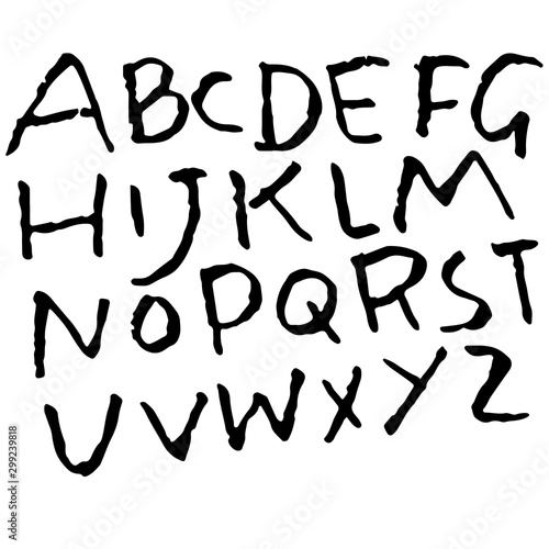 Hand drawn dry brush font. Modern brush lettering. Simple alphabet. Vector illustration.