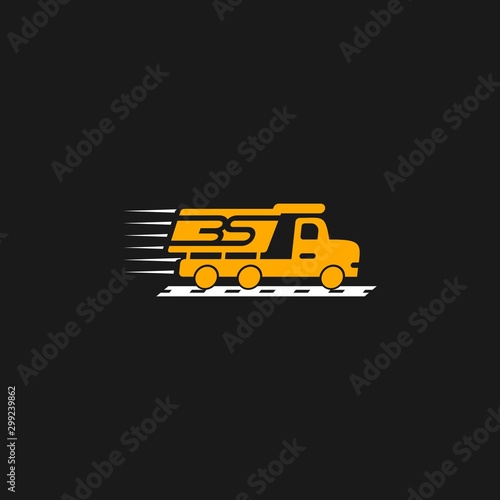Letter BS Dump Truck Creative Abstract Icon Logo Design Template Element Vector