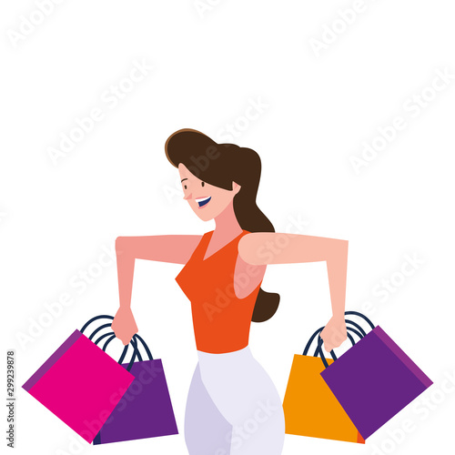 avatar woman shopping vector design