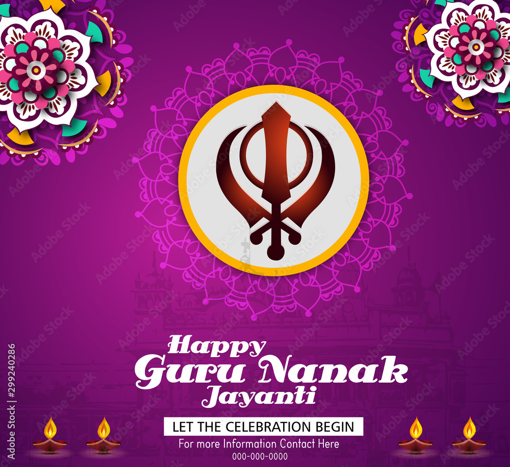 Φωτογραφία Illustration of Happy Gurpurab, Guru Nanak Jayanti , Prakash Utsav festival of S