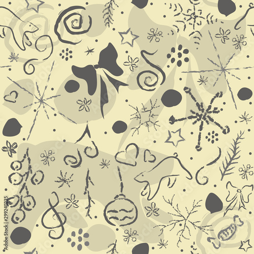 Cute Hand Drawn Winter Pattern. Seamless Texture. Vector Illustration