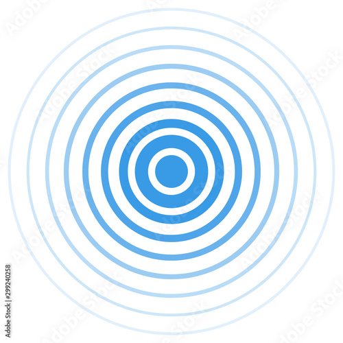 Radar screen concentric circle. Blue color ring. Radio station signal. Vector illustration. Signal. photo